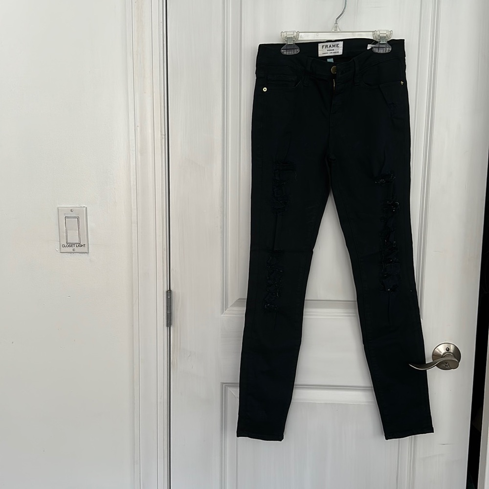Frame Denim Ripped Forest Green Jeans